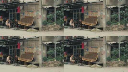 重庆老街 老人乘凉高清在线视频素材下载