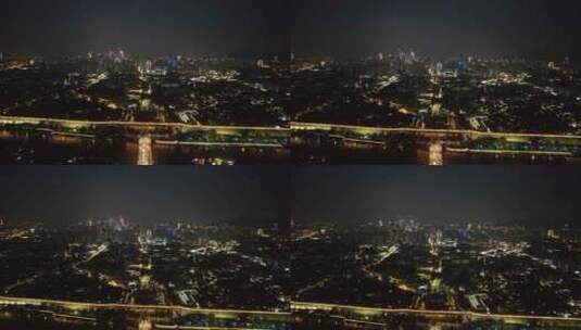 江苏南京城市夜景灯光交通航拍高清在线视频素材下载