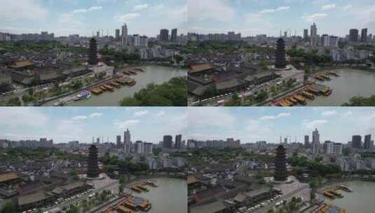 江苏淮安里运河长廊航拍高清在线视频素材下载
