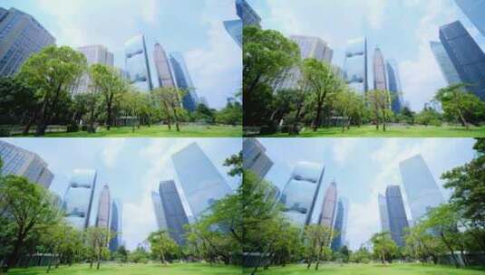 广州珠江新城花城广场 仰拍高楼大厦建筑群高清在线视频素材下载
