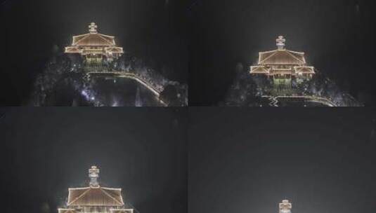 航拍上海浦江之首旅游景区灯光秀高清在线视频素材下载