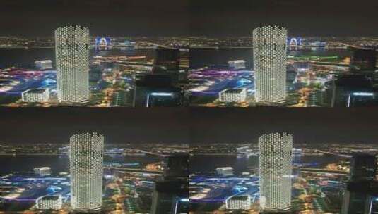 苏州国金中心夜景竖屏航拍高清在线视频素材下载