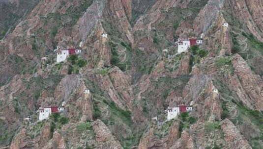 吉隆沟查嘎寺航拍高清在线视频素材下载