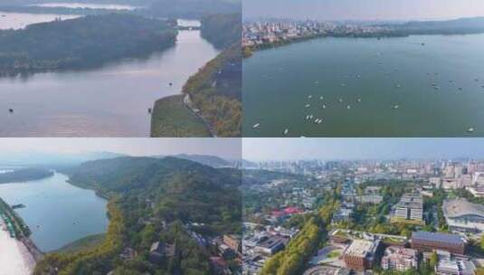 浙江杭州西湖景区宝石山保俶塔航拍旅游风景高清在线视频素材下载