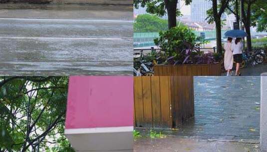 下暴雨下大雨下雨天雨水雨滴街景街道街头风高清在线视频素材下载