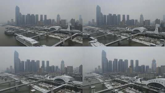 武汉科技馆雪景航拍高清在线视频素材下载