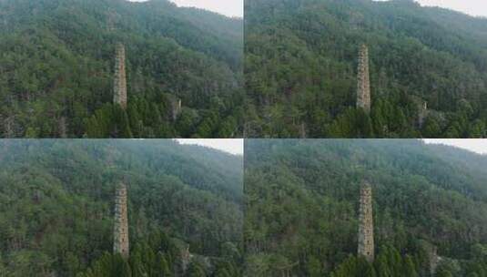 浙江台州国清寺隋塔天台山寺庙古塔宝塔航拍高清在线视频素材下载