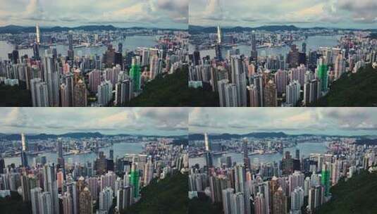 香港维多利亚港夜景航拍高清在线视频素材下载