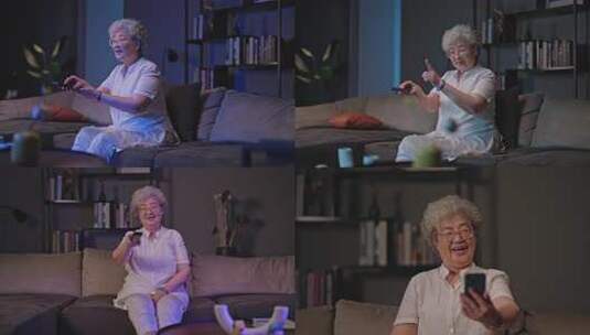 老人看电视高清在线视频素材下载