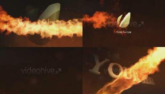 火焰燃烧龙明亮金色粒子logo演绎AE模板高清AE视频素材下载