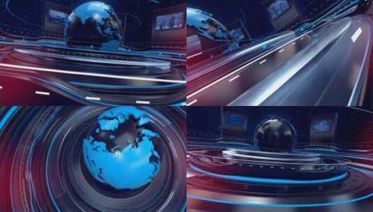 蓝色地球科技广播新闻栏目片头AE模板高清AE视频素材下载