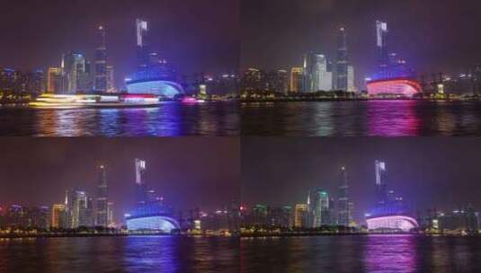 广州夜晚城市景观延时高清在线视频素材下载