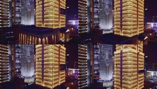 中国平安大厦夜景航拍风光高清在线视频素材下载
