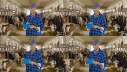 养殖场里的饲养员高清在线视频素材下载