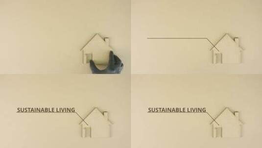 纸板房子图标和可持续生活文本高清在线视频素材下载