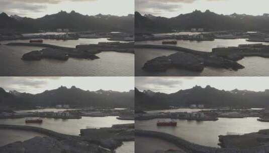 挪威港口附近的船只高清在线视频素材下载