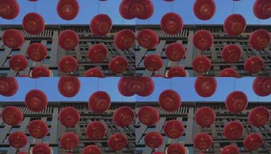 挂满院子的中国灯笼高清在线视频素材下载