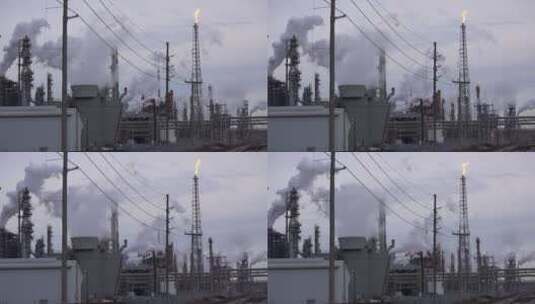 炼油厂向天空排放烟雾高清在线视频素材下载