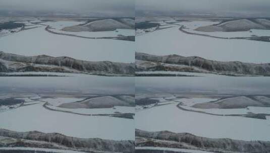 航拍大兴安岭冬季林海雪域大地高清在线视频素材下载