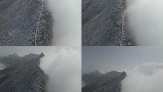 长城雪后冬季云海雪景航拍高清高清在线视频素材下载