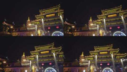 无锡南禅寺夜景南长街人流4K实拍原素材高清在线视频素材下载