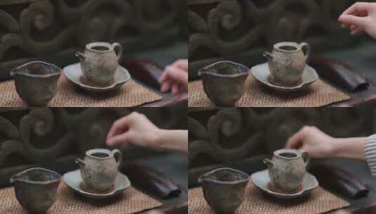 户外喝茶视频高清在线视频素材下载