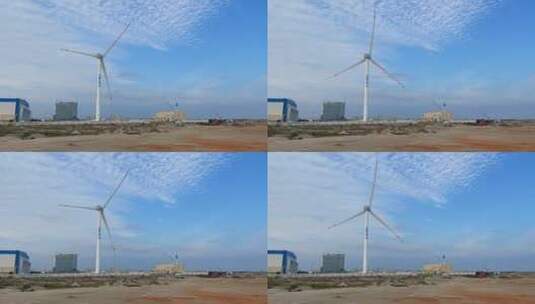 江阴港国际码头风电4K实拍视频高清在线视频素材下载
