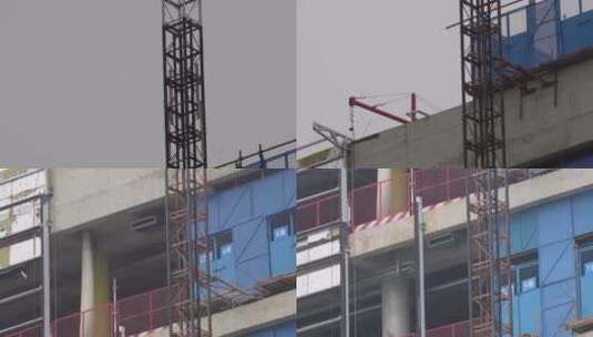 施工中的楼宇脚架建筑工人高清在线视频素材下载