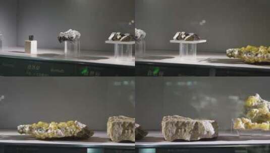 晶石矿石矿产样本孔雀石硫磺高清在线视频素材下载