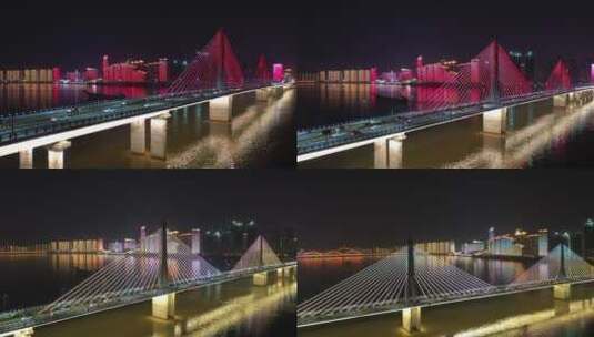 长沙银盆岭大桥夜景2高清在线视频素材下载