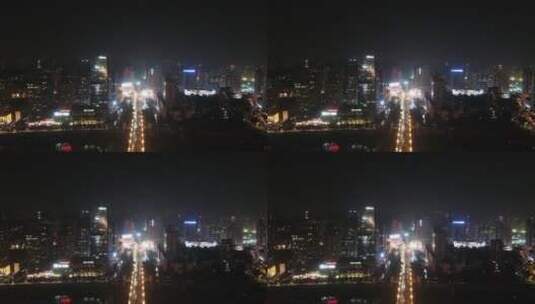 城市航拍株洲城市夜景交通高清在线视频素材下载