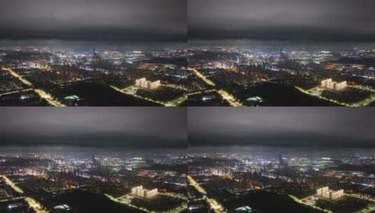 台州椒江雨后繁华延时夜景城市空镜高清在线视频素材下载