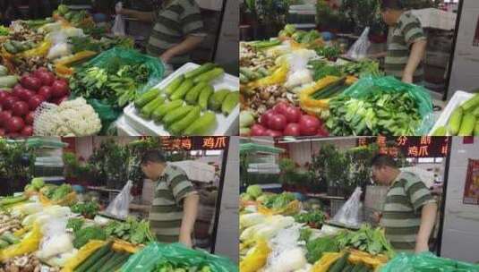 农贸市场、菜市场购物画面高清在线视频素材下载