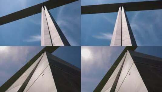 法国米约高架桥仰视特写镜头高清在线视频素材下载