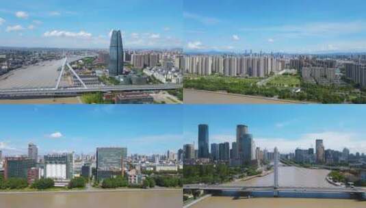 宁波江北区老外滩外滩大桥4K航拍高清在线视频素材下载