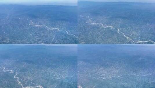 飞机俯瞰 高空俯瞰 华北大地山川河流高清在线视频素材下载