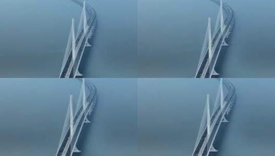 【可商用】上海长兴岛丁字坝长江大桥航拍高清在线视频素材下载