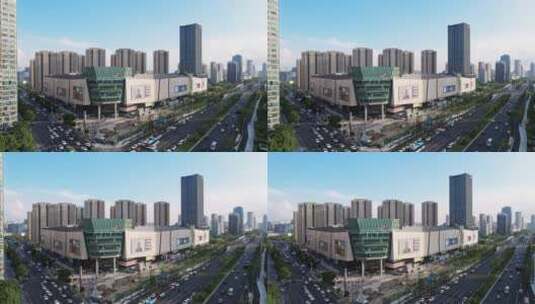 杭州滨江天街和江南大道航拍高清在线视频素材下载