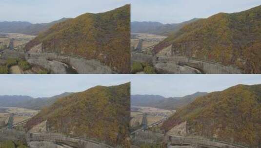 航拍秋天中的本溪本桓公路高清在线视频素材下载