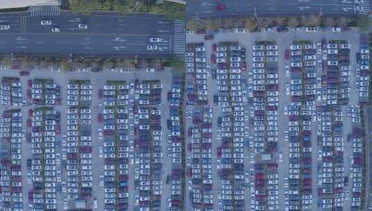 航拍比亚迪新能源汽车厂区停车场 公路移拍高清在线视频素材下载