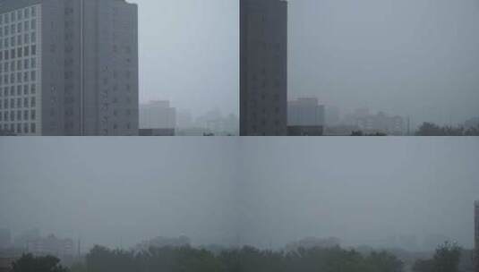 阴天雨雾下雨中的城市楼房高清在线视频素材下载