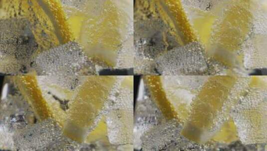 雪碧柠檬冷饮气泡水高清在线视频素材下载