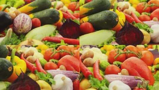 特写丰富的蔬菜高清在线视频素材下载