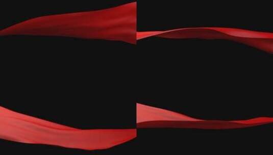 红色丝绸飘带透明背景高清在线视频素材下载