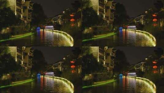 南京秦淮河附近历史人文景观夜景高清在线视频素材下载