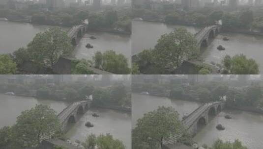 【4K60P/D-log】古树前景环绕带出拱宸桥高清在线视频素材下载