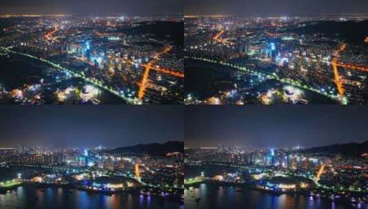 青岛崂山商业区夜景延时高清在线视频素材下载