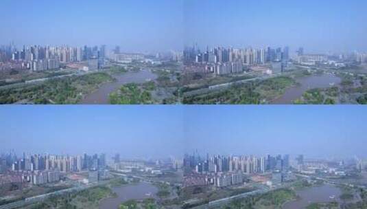 南宁五象新区五象湖城市高楼建筑航拍风光高清在线视频素材下载
