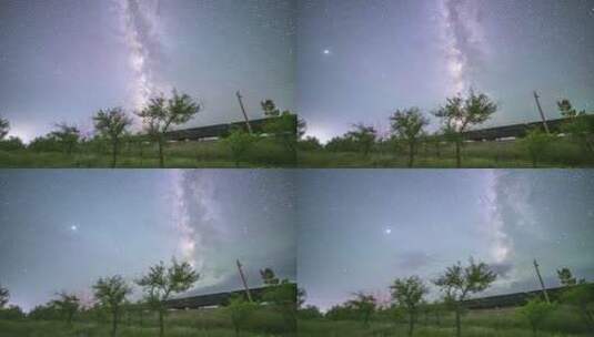 锡林郭勒盟集二铁路星空延时摄影HDR高清在线视频素材下载