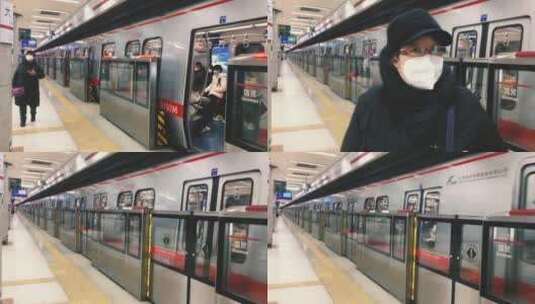 北京地铁上下车乘客高清在线视频素材下载